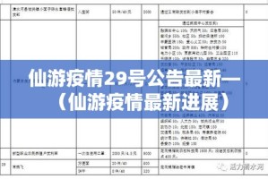 仙游疫情29号公告最新—（仙游疫情最新进展）