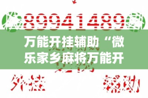 万能开挂辅助“微乐家乡麻将万能开挂器”(作弊)辅助透视教程