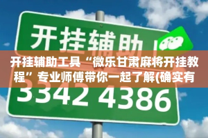 开挂辅助工具“微乐甘肃麻将开挂教程”专业师傅带你一起了解(确实有挂