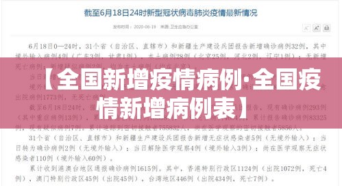【全国新增疫情病例·全国疫情新增病例表】 【全国新增疫情病例·全国疫情新增病例表】