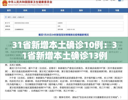 31省新增本土确诊10例：31省新增本土确诊13例