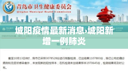城阳疫情最新消息›城阳新增一例肺炎 城阳疫情最新消息›城阳新增一例肺炎